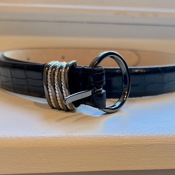 🔥Black Croc-Embossed Belt with Silver Buckle🔥 - Picture 1 of 3